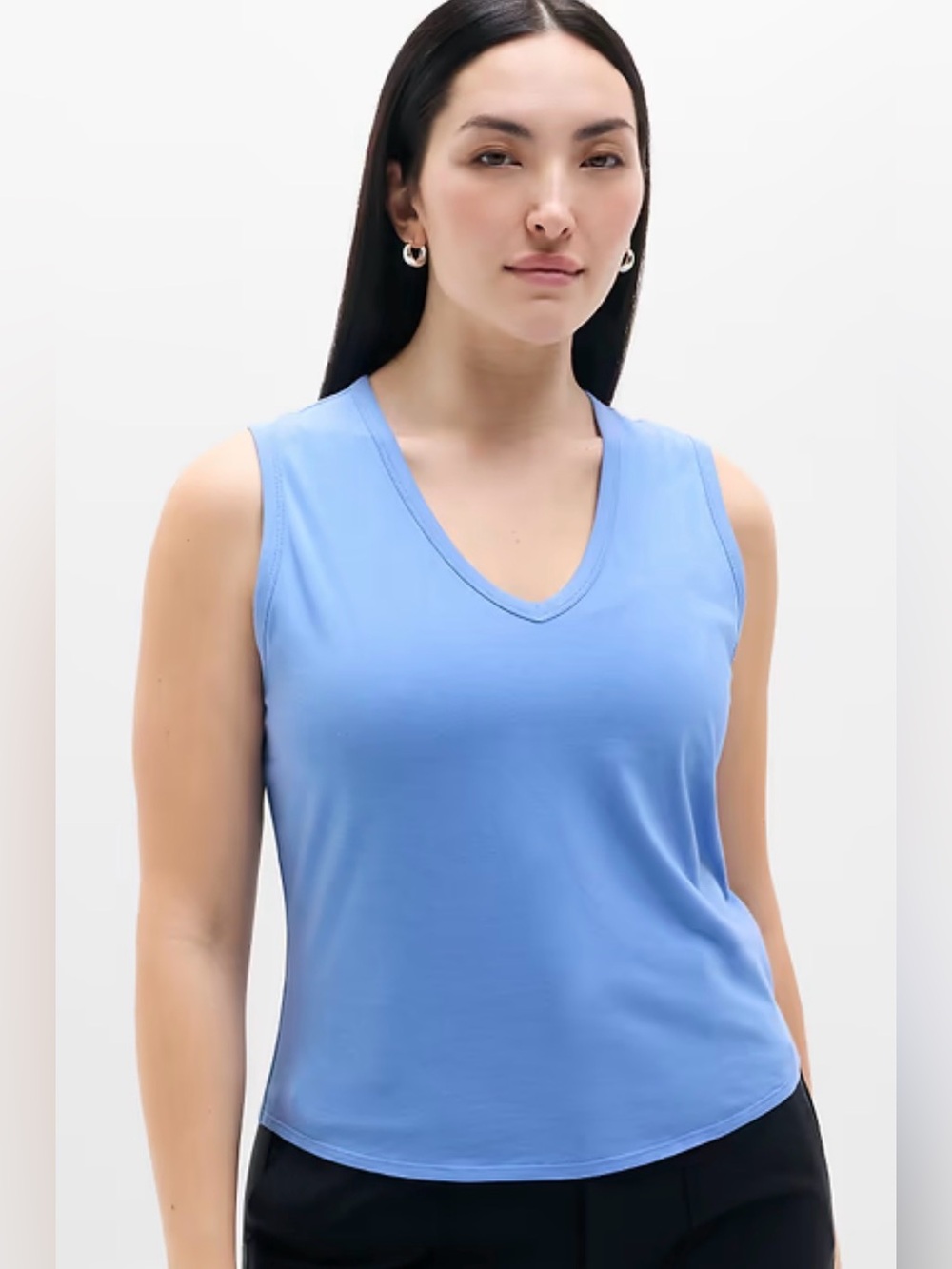 Athleta Foundation V-Neck Tank Top Sz XS Waterfall Blue Summer Sleeveless